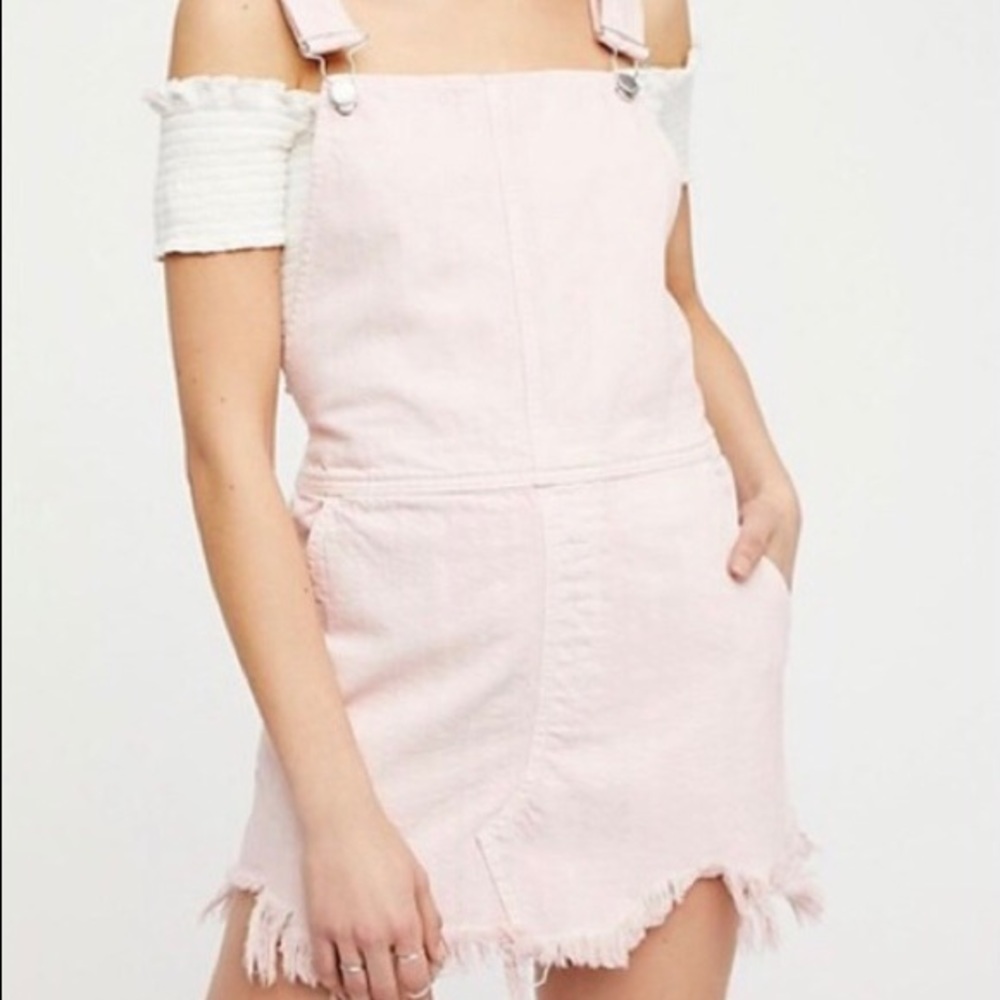 Free People Pink Denim Skirt Overalls